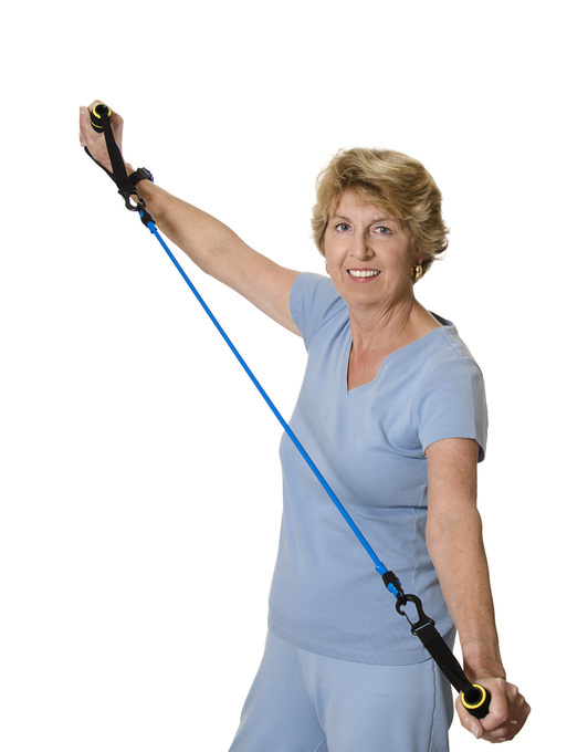 Lady using a resistance band